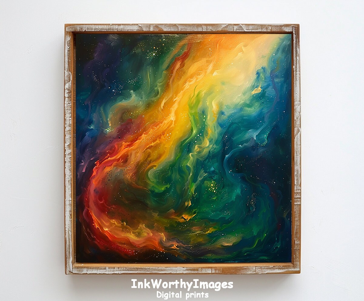Cosmic Nebula Art Print | Vibrant Space Wall Decor | Colorful Galaxy ...