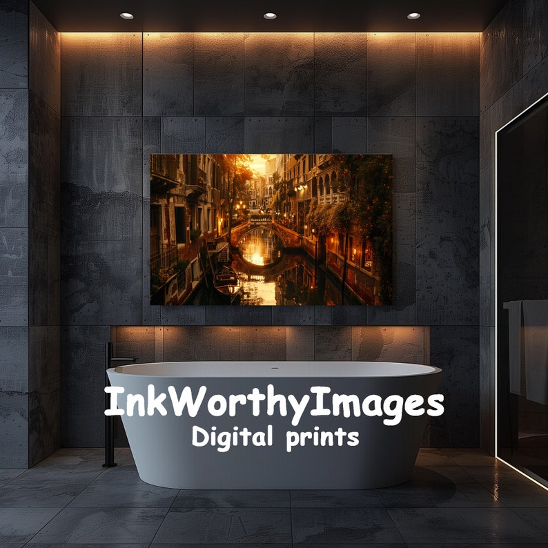 Enchanting Venice Canal at Sunset Art Romantic Scene Printable