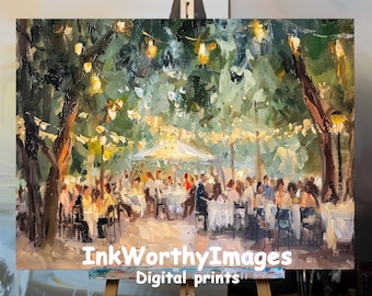 Garden Party Lights Art Print: Enchanted Evening Decor (Digital Download)