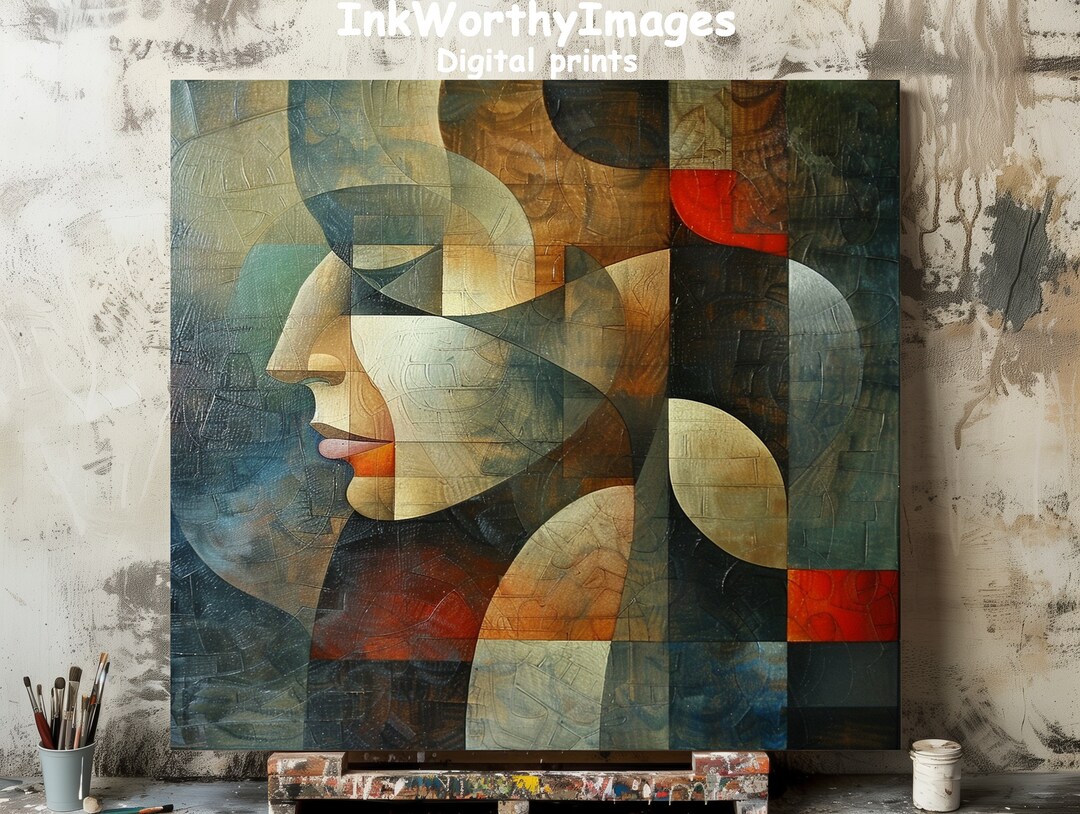 Cubist Portrait Art Print | Geometric Face Painting | Modern Wall Decor ...