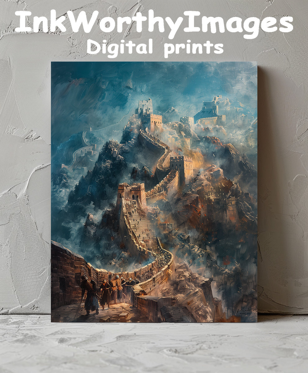 Great Wall of China Painting | Digital Art Print | Ancient China Wall Decor | Historical Landscape Art | Printable