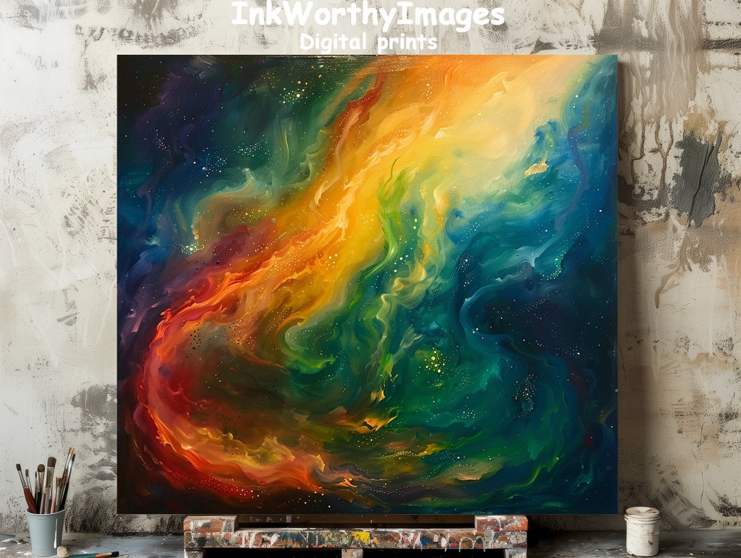 Cosmic Nebula Art Print | Vibrant Space Wall Decor | Colorful Galaxy ...