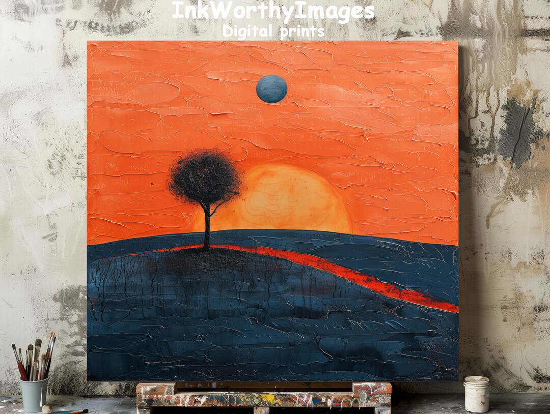 Vibrant Sunset Tree Painting | Modern Abstract Art | Home Decor | Wall ...