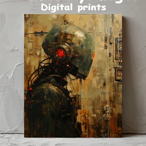 Cyberpunk Robot Painting | Futuristic Sci-Fi Art | Robot Portrait Decor | Modern Cyber Art | Printable