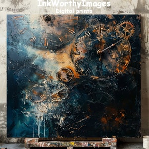 Steampunk Clockwork Art Print | Industrial Vintage Decor | Mechanical Gear Wall Art | Digital Download | Printable