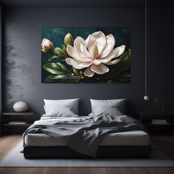 Fleur de magnolia blanche à la manière de Magali Villeneuve.