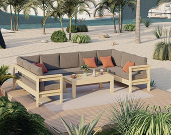 U-Shaped Patio Sofa and Coffee Table DIY Plan