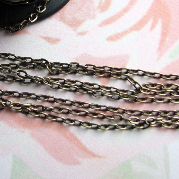 Antiqued Brass Chain  Drawn Flattened Cable (5ft) b1390