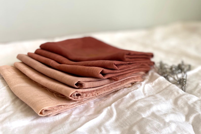 Hand Dyed Gradient Linen Bundle in Terracotta image 2