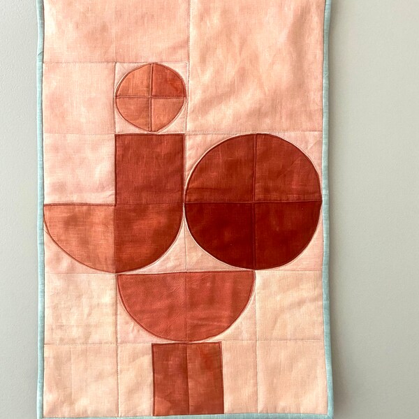 J O Y Hand Dyed Linen Mini Quilt