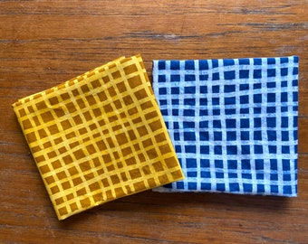 Cross Stripe Hand Dyed and Patterned Fat Quarter in Lemon and Mustard
