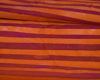 Two Stripes Hand Dyed and Patterned Cotton Fabric