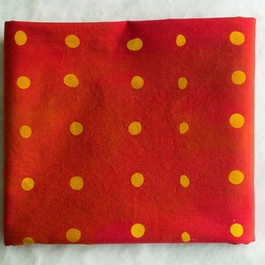 Wasabi Peas hand Dyed and Patterned Cotton Fabric/ Marigold and Red