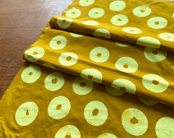 Spool Hand Patterned and Dyed Cotton Fabric in Lemon and Mustard