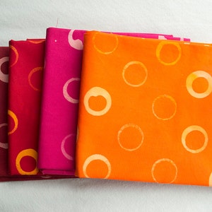 Bubble Hand Patterned and Dyed Cotton Fat Quarter and Half Yard Bundles/ Warm Colors image 1