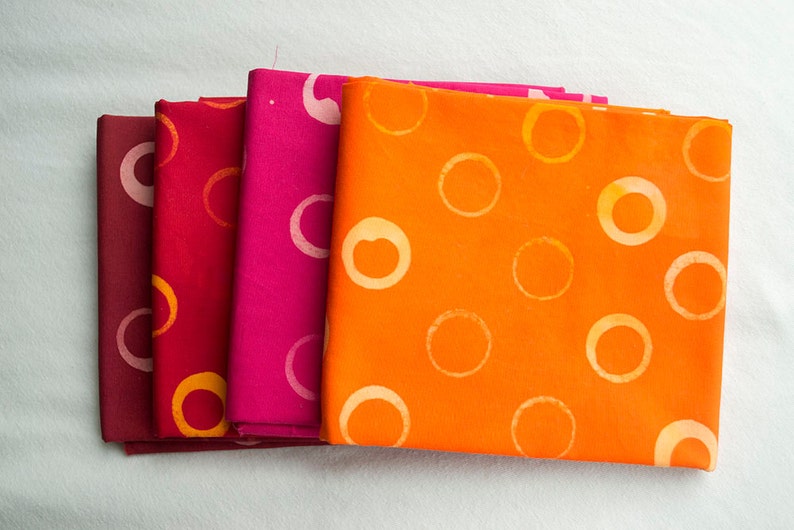 Bubble Hand Patterned and Dyed Cotton Fat Quarter and Half Yard Bundles/ Warm Colors image 1