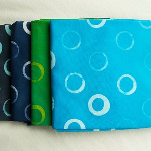 Bubble Hand Patterned and Dyed Cotton Fat Quarter and Half Yard Bundles/ Cool Colors