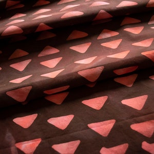 Arrow Hand Dyed and Patterned Cotton Fabric in Coral and Chocolate image 1