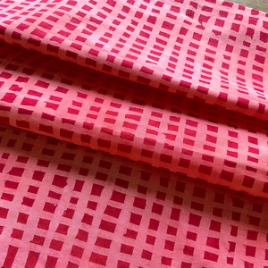 Cross Stripe Hand Dyed and Patterned Cotton Fabric in Coral and Red image 1