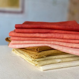 Hand Dyed Gradient Linen Bundle in Rust image 4