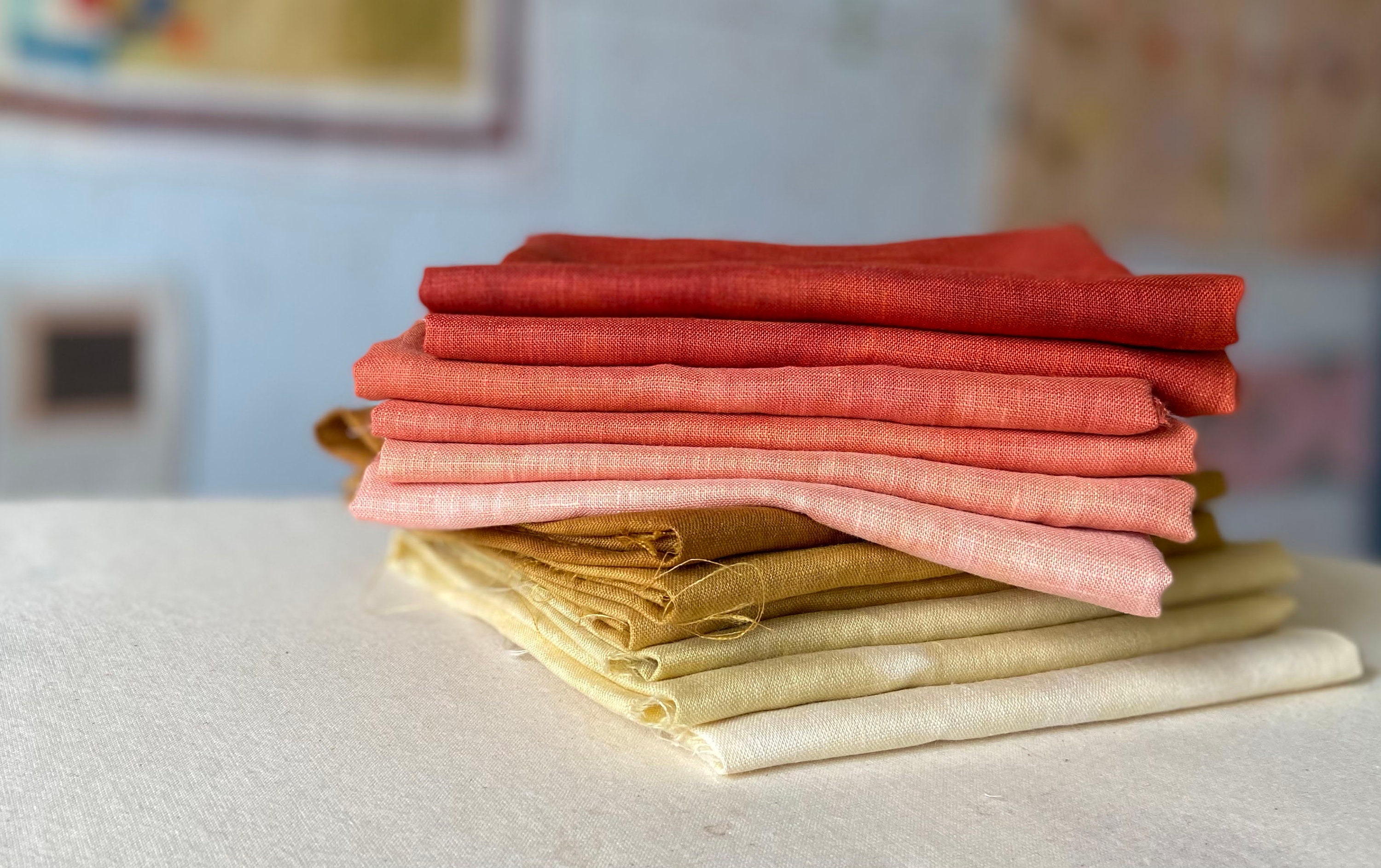 Hand Dyed Gradient Linen Bundle in Rust Etsy