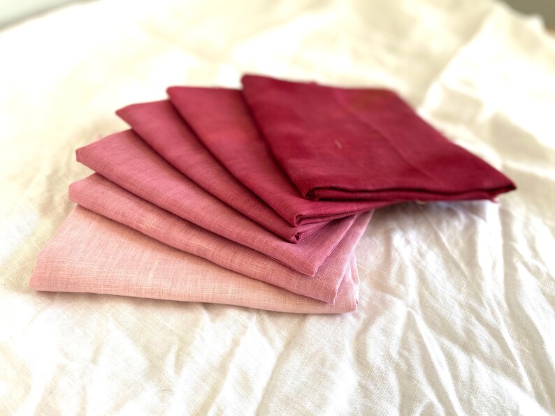 Hand Dyed Gradient Linen Bundle in Wine image 2