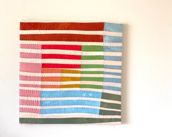 Stripe Quilted and Stretched Textile Painting