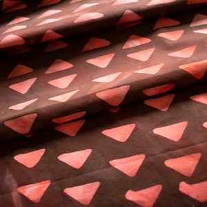 Arrow Hand Dyed and Patterned Cotton Fabric in Coral and Chocolate image 2