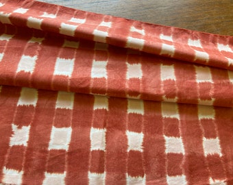 Ikat Hand Dyed and Patterned Cotton Fabric in Rust