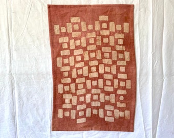 Bits and Bars Hand Patterned, Dyed, and Embroidered Linen Wall Hanging