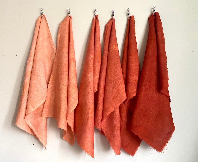 Hand Dyed Gradient Linen Bundle in Rust image 1