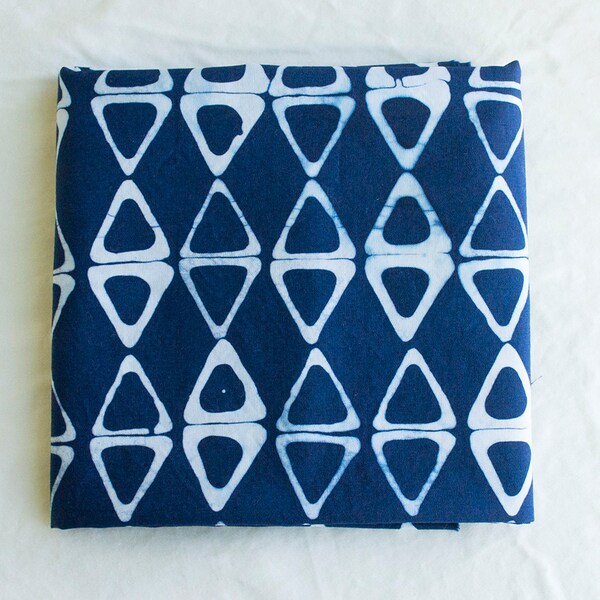 Kayak Hand Dyed and Patterned Cotton Fabric in Indigo and White