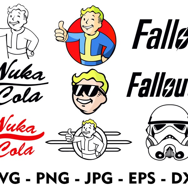 Fallout Designs - Fallout svg, Outline & Silhouette files - SVG, Power Armor, Vault Boy, Factions, Logo, Nuka Cola, Raiders, Fallout png