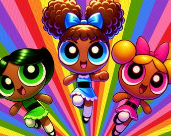 New Updated Black Powerpuff Girls -300 DPI Digital File ONLY