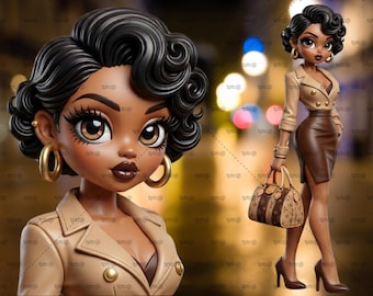 Aggiornamenti di stile - Ispirato a Betty Boop PNG: Arte di una diva dei cartoni animati nera (Download digitale)