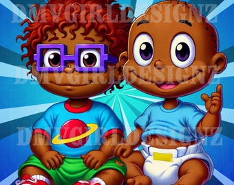 Black/African American Rugrats - Transparent digital fan art for prints, stickers, posters, wallpaper, DTF, Sublimation