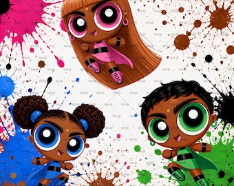 Clipart di supereroine nere / Personaggi dei cartoni animati afrocentrici (Download digitale)