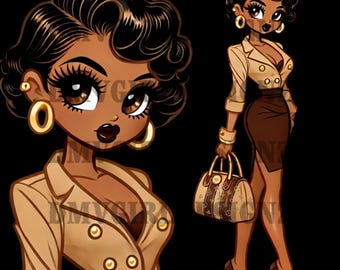 Afrocentric Betty Boop PNG: Black Cartoon Diva Art (download digitale)