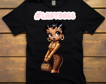 Black Betty Boop Digital Art transparent | Afrocentric Cartoon Diva PNG | Instant Download for Sublimation & Crafts