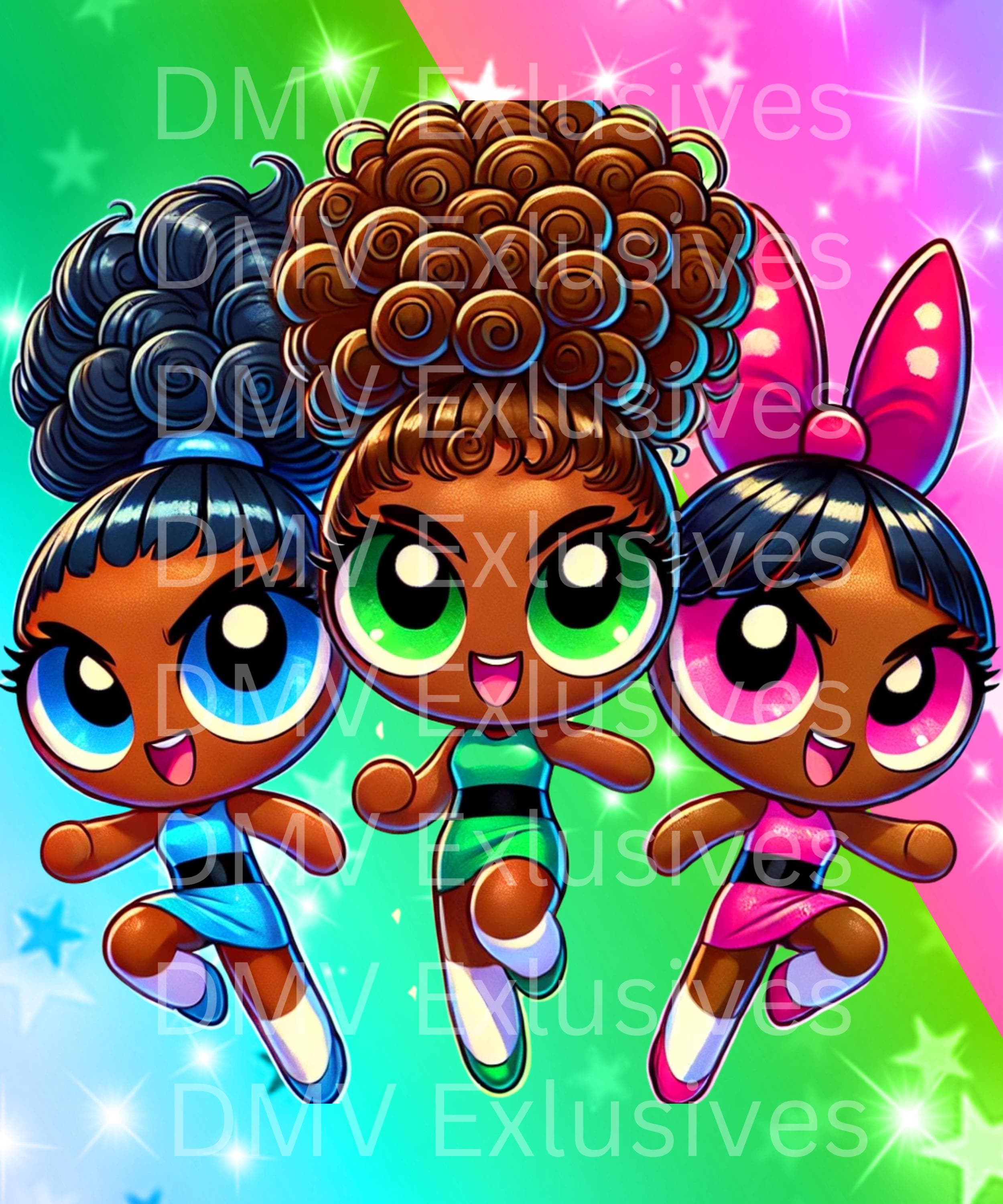 New Black Powerpuff Girls -300 DPI Digital File - Etsy