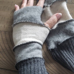 Soft wool Texting gloves by Jaxupcycled fingerless gloves gloves repurposed sweater arm warmers katwise inspired gloves Jax 42 image 1