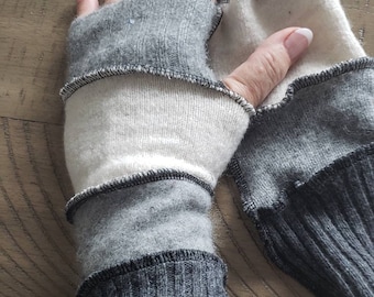 Soft wool Texting gloves by Jaxupcycled - fingerless gloves - gloves - repurposed sweater arm warmers - katwise inspired gloves - Jax #42