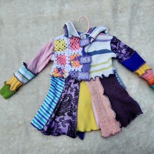 Upcycled Patchwork Pixie Hood Coat - Child Size 2-4, Katwise Inspired