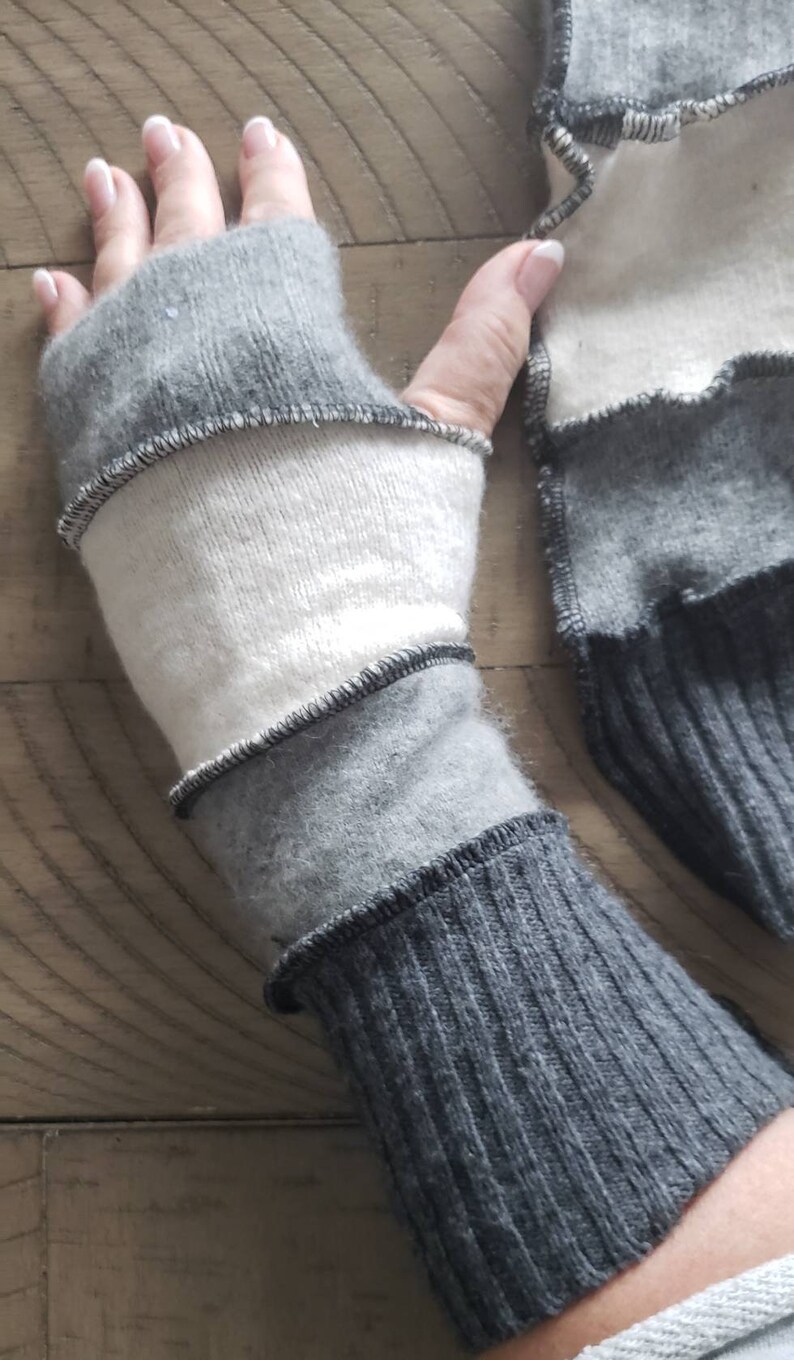 Soft wool Texting gloves by Jaxupcycled fingerless gloves gloves repurposed sweater arm warmers katwise inspired gloves Jax 42 image 3