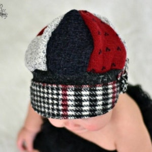 Toddler Jax Hat Black and red Montana hat 406 upcycled sweater hat chemo hat alopecia cap recycled handmade hat little boy gift image 7