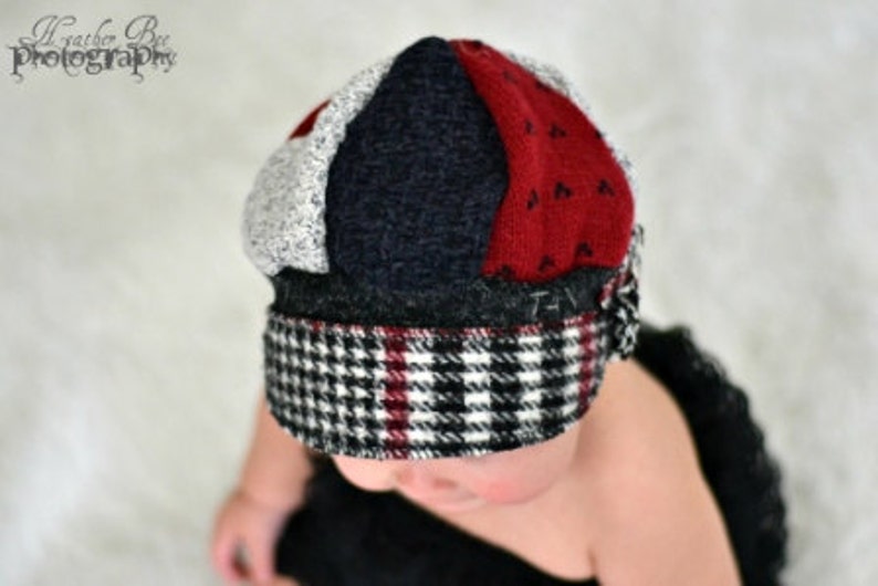 Toddler Jax Hat Black and red Montana hat 406 upcycled sweater hat chemo hat alopecia cap recycled handmade hat little boy gift image 7