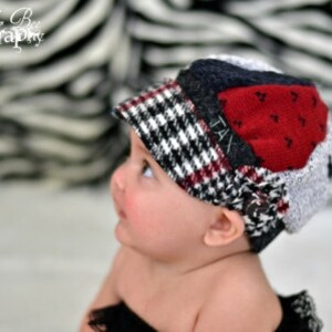 Toddler Jax Hat Black and red Montana hat 406 upcycled sweater hat chemo hat alopecia cap recycled handmade hat little boy gift image 9