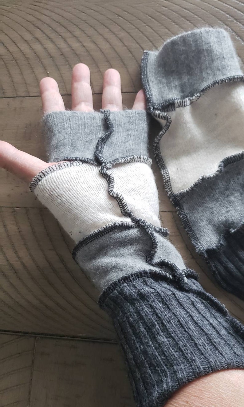 Soft wool Texting gloves by Jaxupcycled fingerless gloves gloves repurposed sweater arm warmers katwise inspired gloves Jax 42 image 2