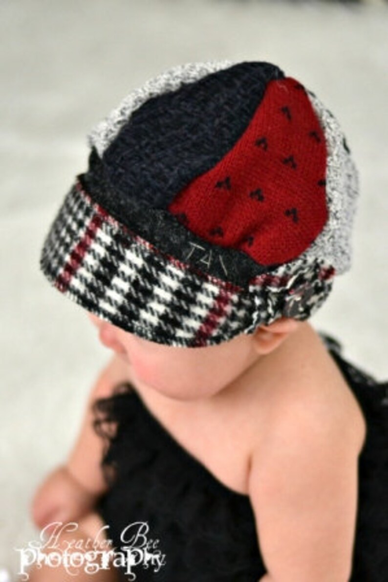 Toddler Jax Hat Black and red Montana hat 406 upcycled sweater hat chemo hat alopecia cap recycled handmade hat little boy gift image 10