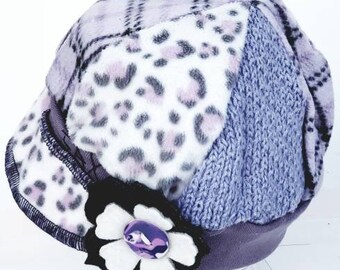 Toddler sized Jax Hat in lavender winter weight made from upcycled sweaters - recycled - upcycled - chemo hat - alopecia cap - handmade